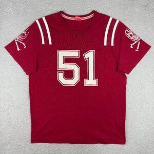 Vintage Nike Shirt Mens XXL 2XL Burgundy Red Label Jersey #51 Skull Helmet Y2K 1